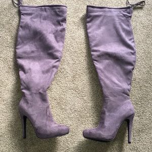 Gray over the knee boots